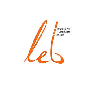 Logo: "leb" in orange, oben rechts: Koblenz, Neustadt, Trier