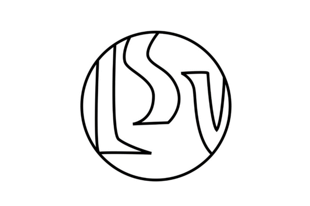 Logo: Schriftzug "LSV" im Kreis; Schwarz auf weiß